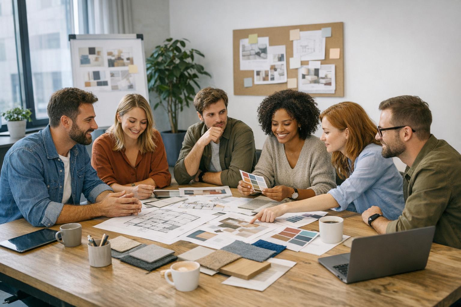 zespół projektantów podczas spotkania w biurze