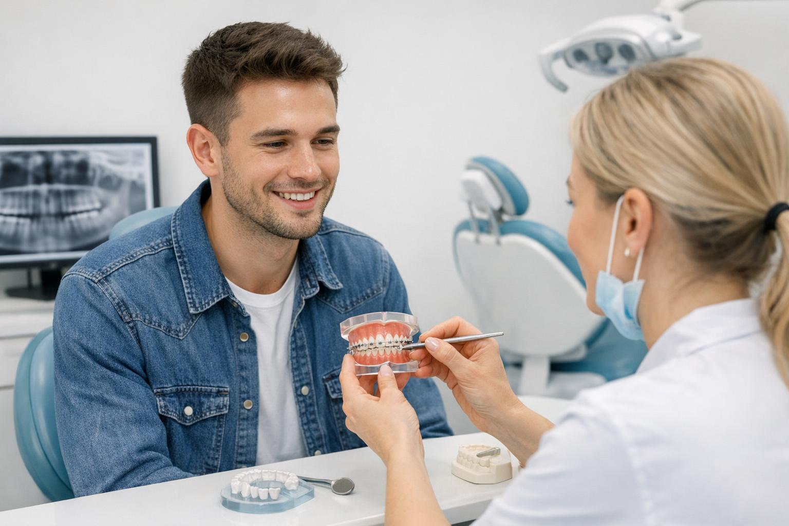 zdjęcie pacjenta w trakcie konsultacji ortodontycznej